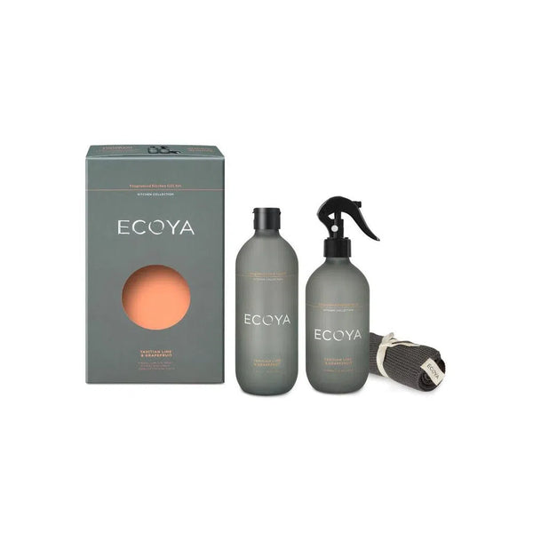 Kitchen Gift Set Surface Spray and Dish Soap in Tahitian Lime and Grapefruit by Ecoya Kitchen Range-Candles2go