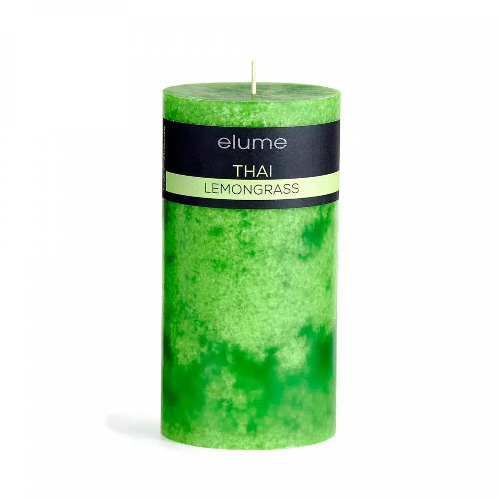 Lemongrass Round 7.5 x 22.5cm Pillar Candle by Elume-Candles2go
