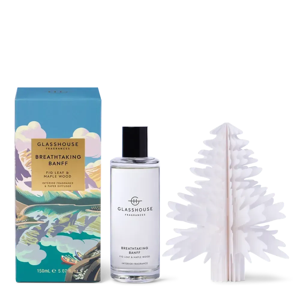 Limited Edition Breathtaking Banff 150ml Interior Fragrance & Paper Diffuser Set by Glasshouse Fragrances - Northern Peaks Collection