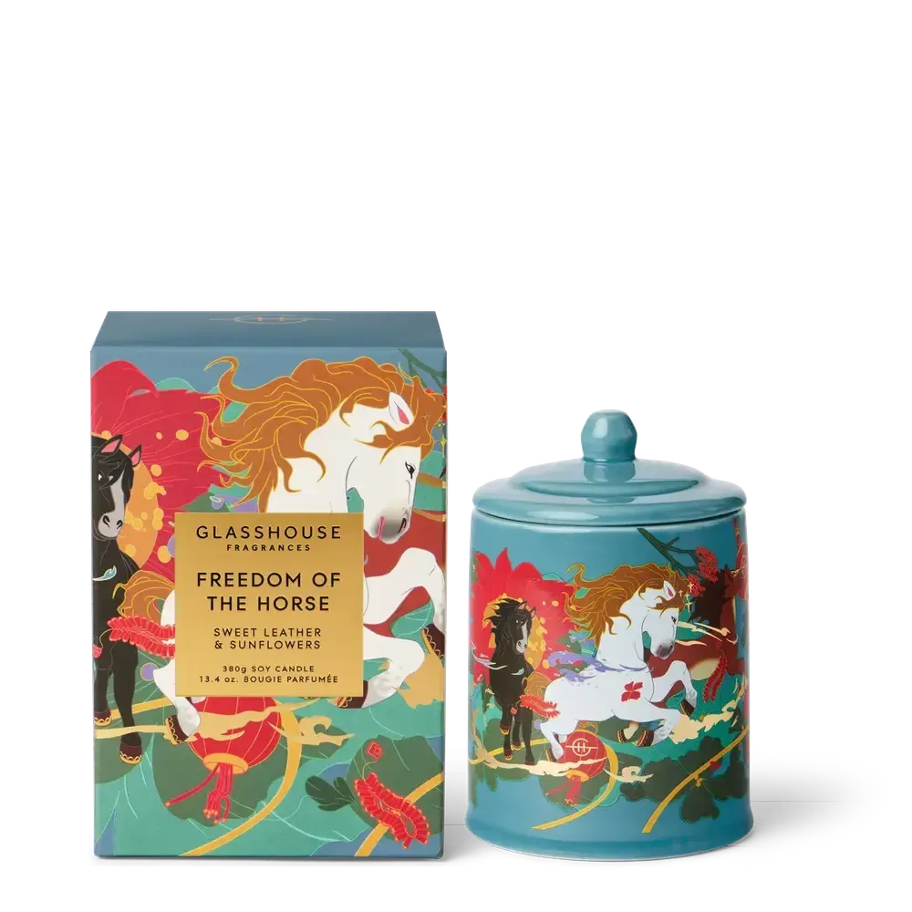 Limited Edition New Year Freedom Of The Horse 380g Candle by Glasshouse Fragrances