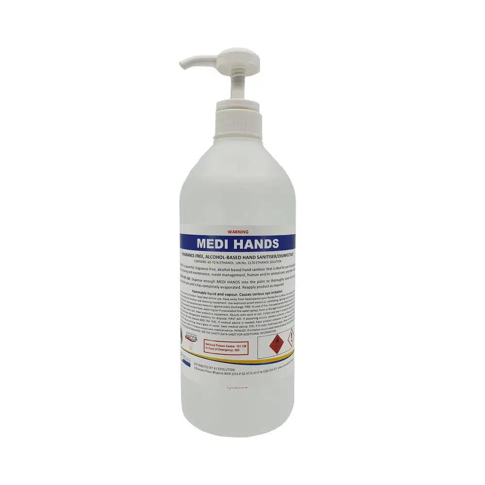 Medi Hands Alcohol Based Hand Sanitiser Liquid 1L Bottle-Candles2go