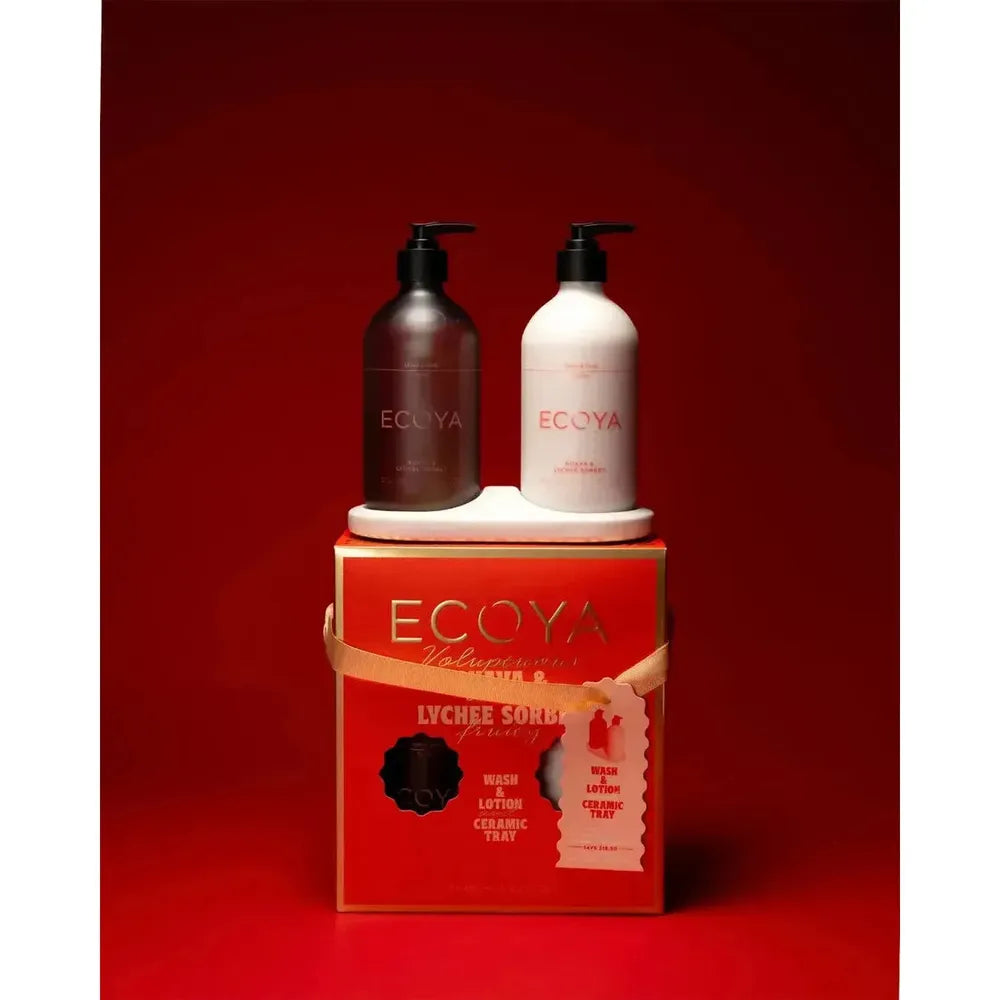 PRE-ORDER Christmas Limited Edition Ecoya Guava & Lychee Sorbet Bathroom Gift Set 2025-Candles2go