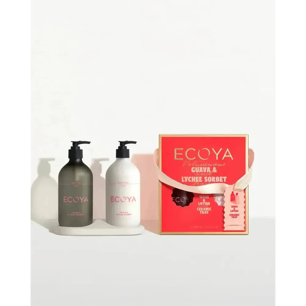 PRE-ORDER Christmas Limited Edition Ecoya Guava & Lychee Sorbet Bathroom Gift Set 2025-Candles2go