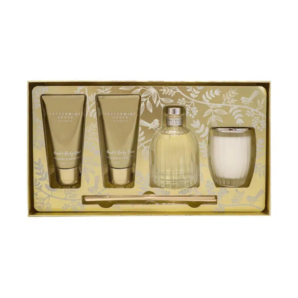 Peppermint Grove Patchouli Bergamot Mini Candle, Diffuser and Wash Gift Set-Candles2go