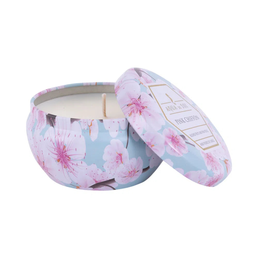 Pink Chiffon Decorative Tin Candle 266g The Soi Co by Splosh-Candles2go