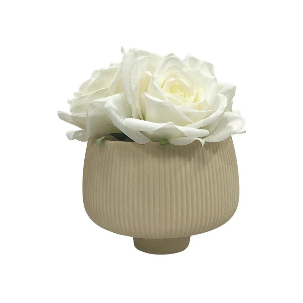 Planter Pot Ceramic in Beige Australian Native Collection Clearance-Candles2go