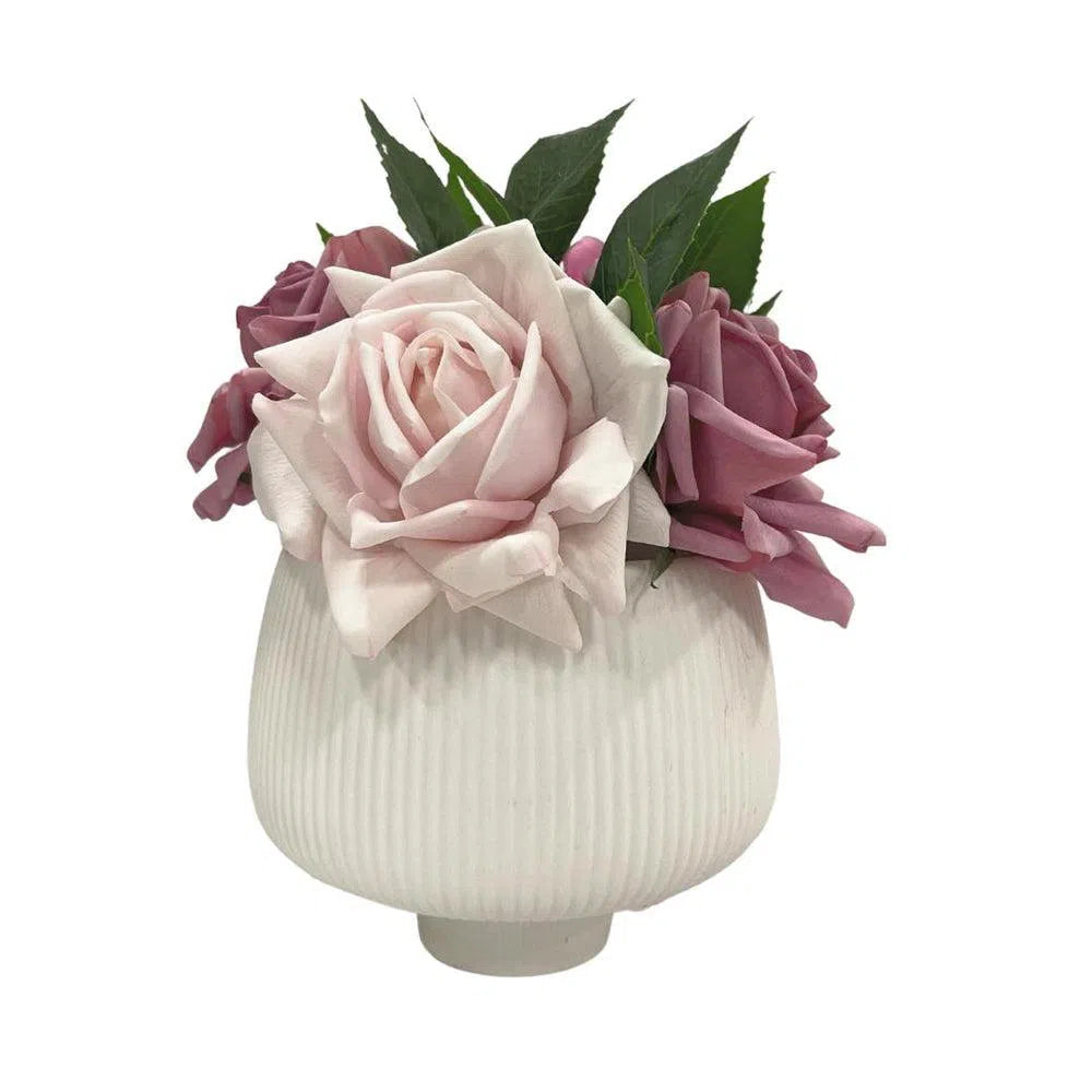 Planter Pot Ceramic in White Australian Native Collection Clearance-Candles2go