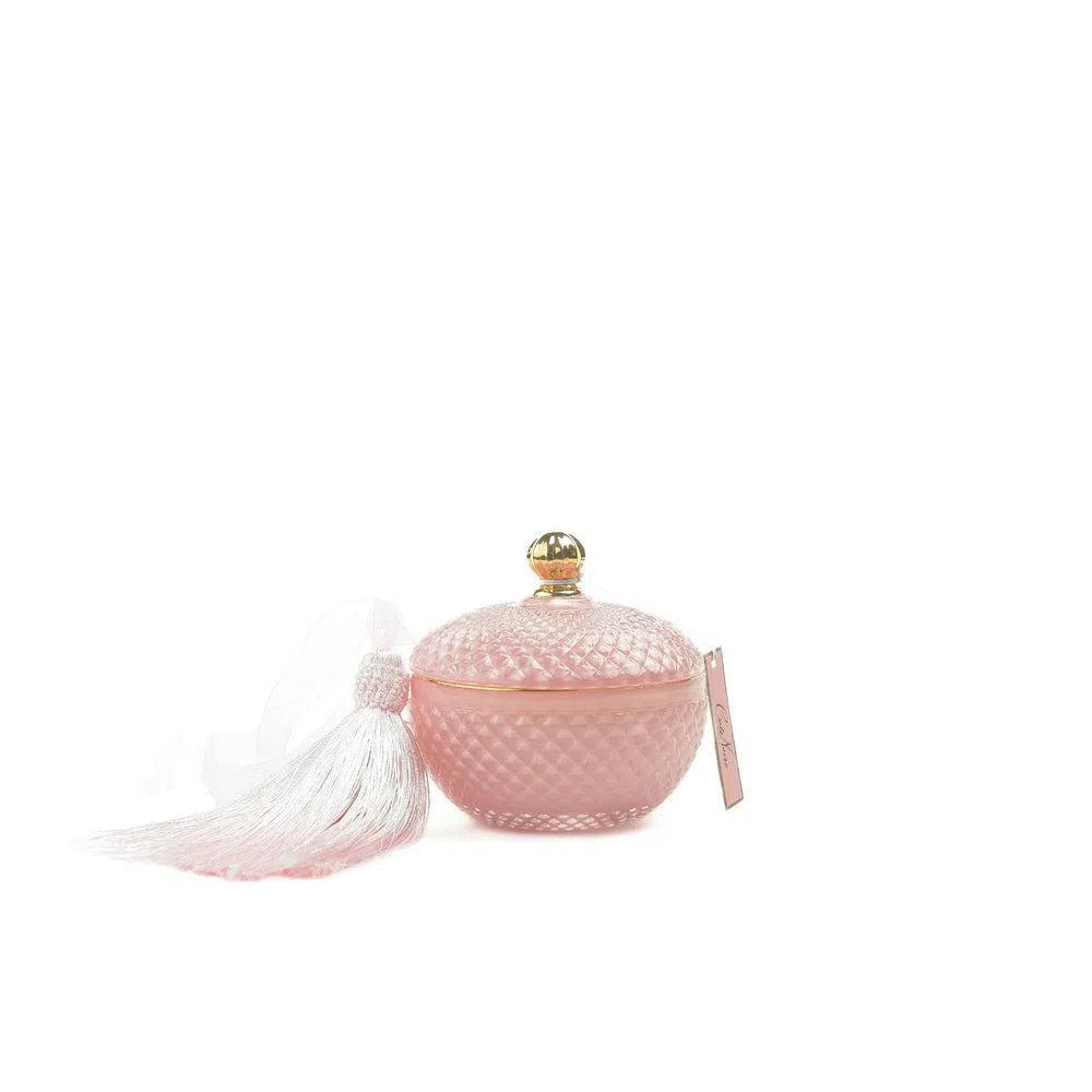 Round Art Deco Pink Peony Candle Pink By Cote Noire GML30002-Candles2go
