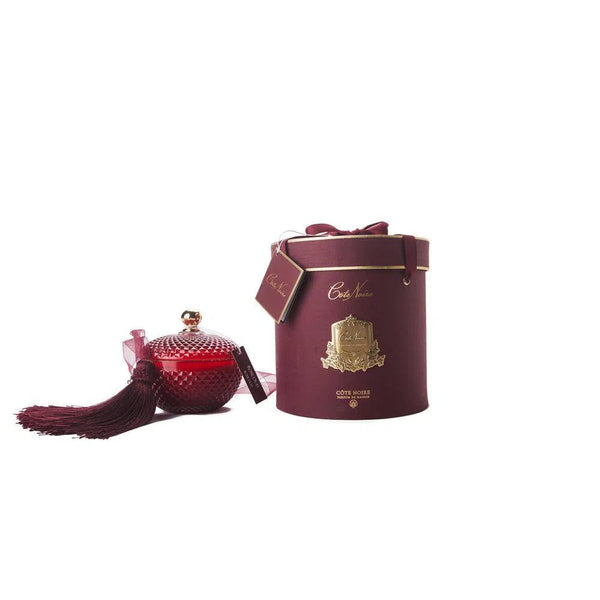 Round Art Deco Rose Oud Candle Burgundy By Cote Noire GML30007-Candles2go