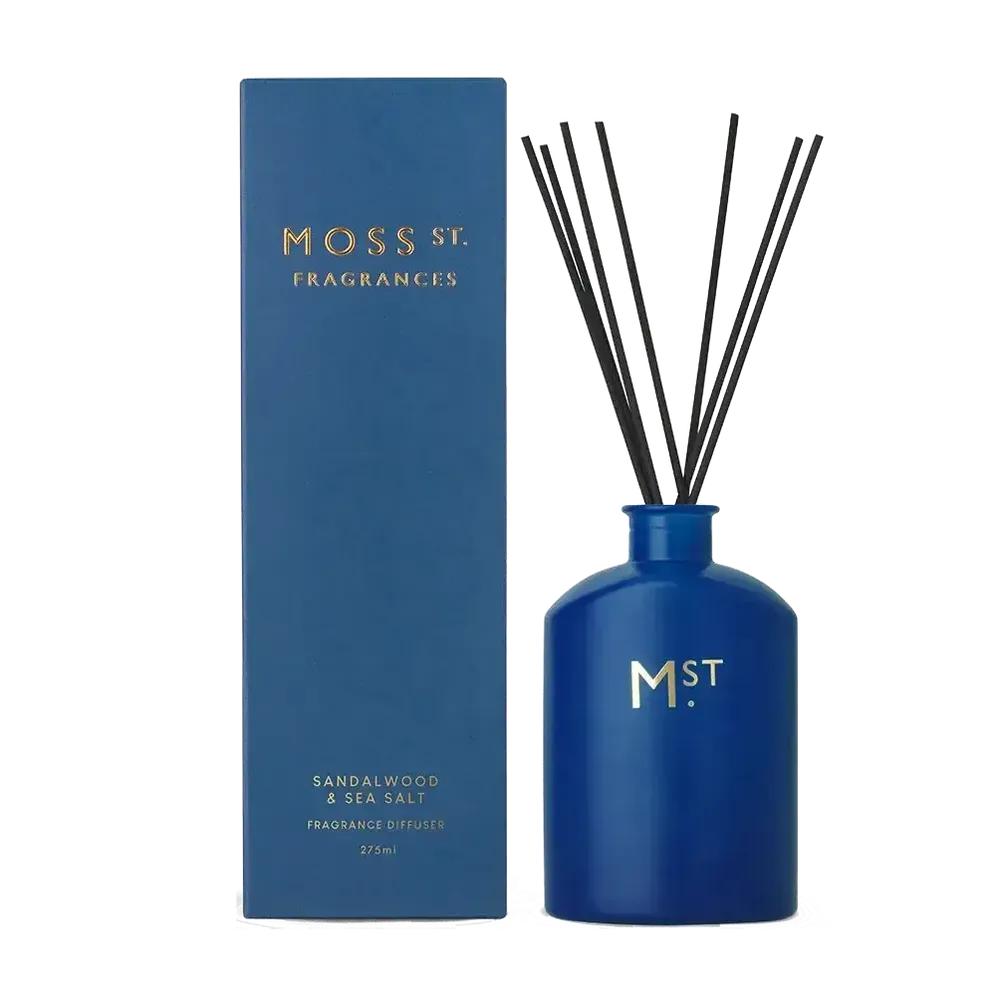 Sandalwood and Sea Salt 275ml Reed Diffuser by Moss St Fragrances-Candles2go