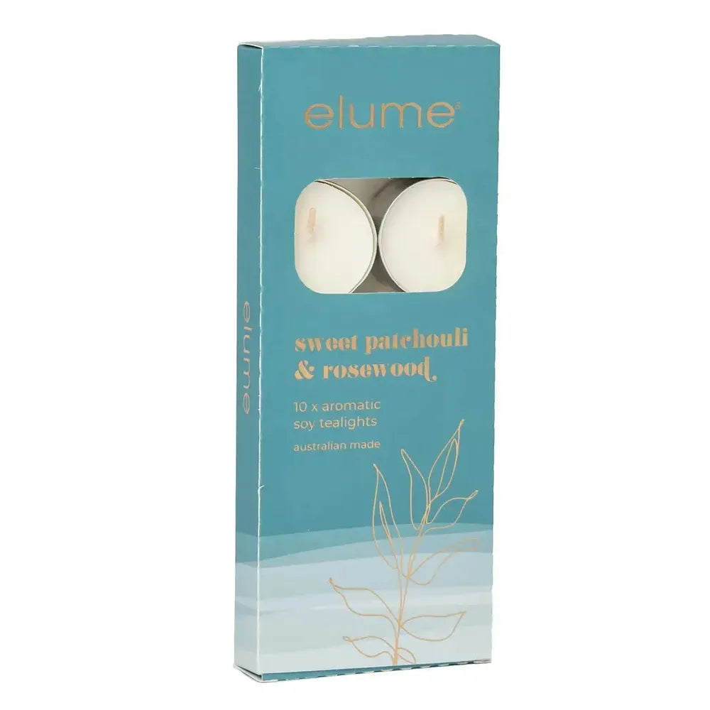 Sweet Patchouli & Rosewood Tealights 10 Pack by Elume-Candles2go