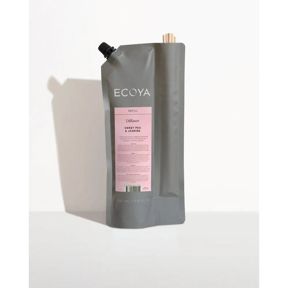 Sweet Pea and Jasmine Diffuser Refill with Reeds 200ml by Ecoya-Candles2go