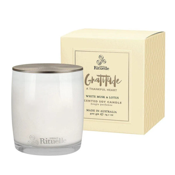 Urban Rituelle Gratitude White Musk and Lotus 400g Candle-Candles2go