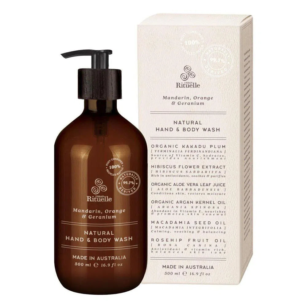 Urban Rituelle Natural Hand and Body Wash Mandarin, Orange and Geranium-Candles2go