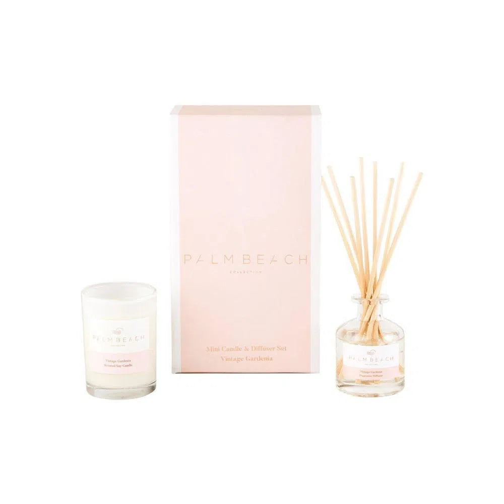 Vintage Gardenia Mini Candle and Diffuser Set by Palm Beach-Candles2go