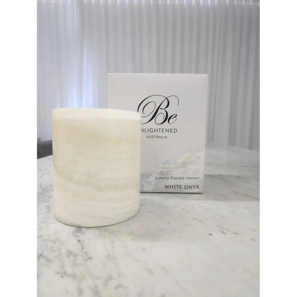White Onyx Luxury Candle Holder by Be Enlightened-Candles2go