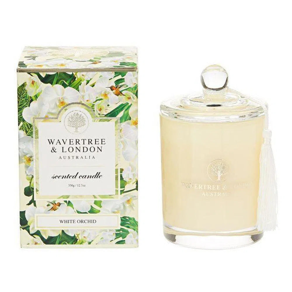 White Orchid Candle 330g by Wavertree and London-Candles2go